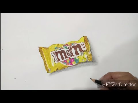 Drawing time lapse: a bag of M&M's - hyperrealistic art painting