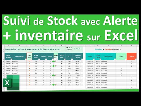 Suivi des stocks et inventaire du stock sur Excel avec une alerte en fonction du stock minimum