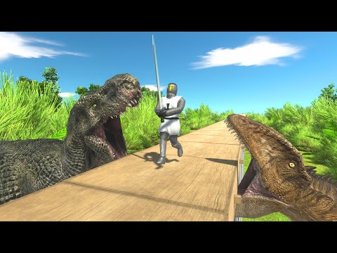 Escape from Carcharodontosaurus and T-rex - Animal Revolt Battle Simulator
