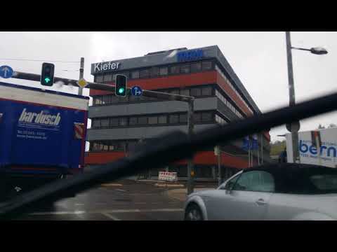 Autobahn Germany . driving around Stuttgart.  November.  raining.  BMW. Porsche Welt