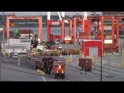 CN 100 Gevo 3885 Leads CN Train 519 at PSA Terminal - Halifax Ocean Terminals