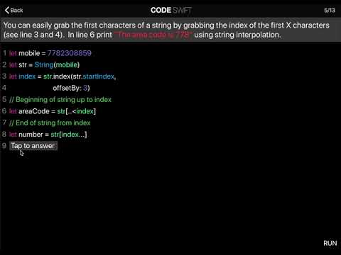 Learn Swift: Extract first characters of string (Chapter 15 Lesson 5)
