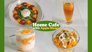 Home Cafe 🍹 홈카페 초보러의 실수 터지는 영상.zip 🥭 애플망고편 💕 부라타치즈 샐러드, 그릭요거트볼, 애플망고 라떼, 애플망고 에이드