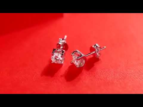 0.5 CT Sterling Silver/Platinum Plated Moissanite Classic Stud Earrings (3002DM)