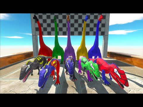 Brachiosaurus vs Carcharodontosaurus Superheroes Speed Race Championship Dinosaurs Death Run