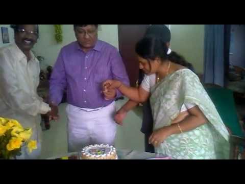 Mukund cutting cake at home