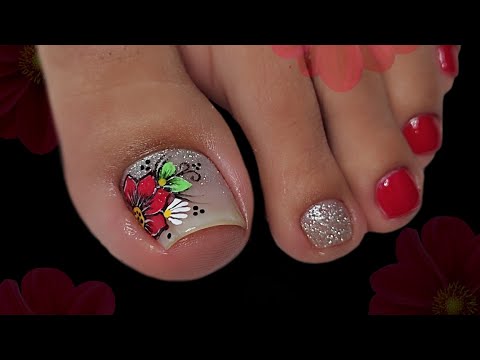 HERMOSO  diseño con TONO ROJO❤️/diseño de uñas con FLOR 🌹