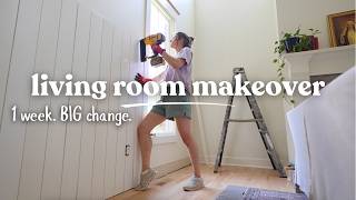 LIVING ROOM MAKEOVER // DIY Shiplap Wall, Custom Trim Work // Cozy & Calm Paint Colors
