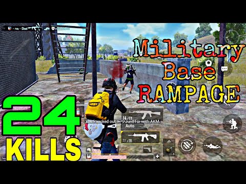 MILITARY BASE RAMPAGE | 24 KILLS Solo Squad Gameplay | PaW PUBG MOBILE