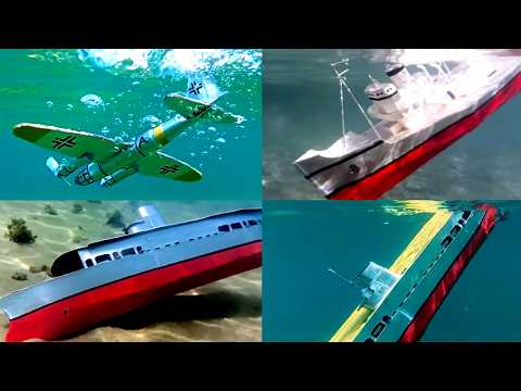 Cardboard ship sinking, cardboard plane crash, epic shots with homemade models