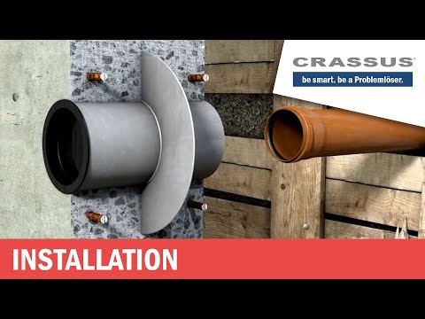 Crassus Futterrohr Edelstahl mit Mittelflansch (Durchführen von Rohren oder Kabeln)