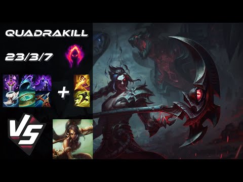 JUNGLE Kayn vs Nidalee [QUADRAKILL] - NA Grandmaster Patch 25.S2.2