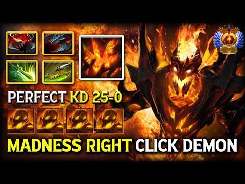UNKILLABLE Safelane Shadow Fiend perfect 25-Kills Zero Mercy With Madness Right Click Build DotA 2