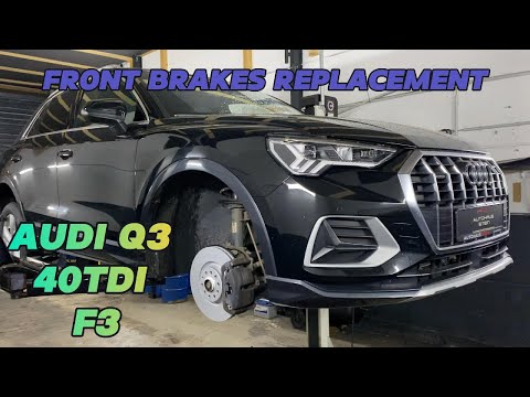 AUDI Q3 FRONT BRAKE DISKS AND PADS REPLACEMENT DIY HOW TO CHANGE BRAKES AUDI Q3 F3 40 TDI QUATTRO