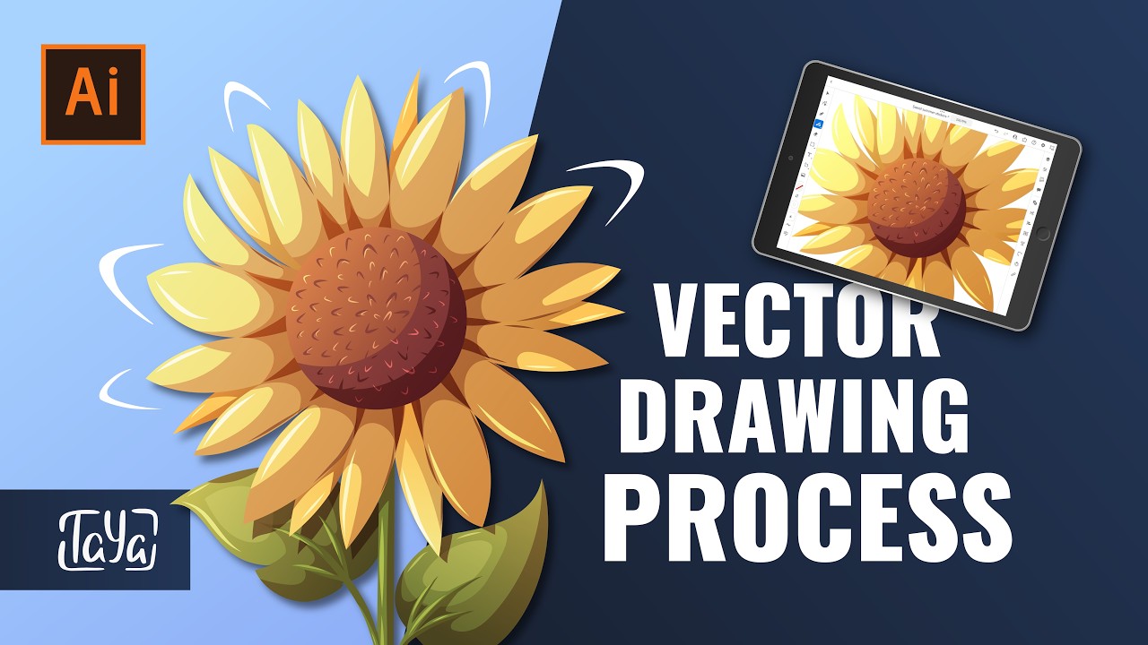 Sunflower Illustration in Adobe Illustrator | Vector Drawing Process