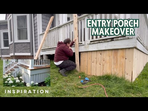 Renovating our OLD front porch *front entry makeover* on a budget