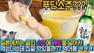 일본에서 유행한다는(?!) 계란 넣은 푸딩소주를 먹어보았다 ㅋㅋㅋㅋ신세계 ㅋㅋㅋㅋ [ 다마고사케 - 계란술 리뷰 ] 공대생 변승주