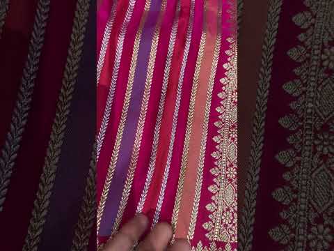 Pure Katan Silk, Rangkaat, Vertical Stripes, Kaduwa Weave Saree