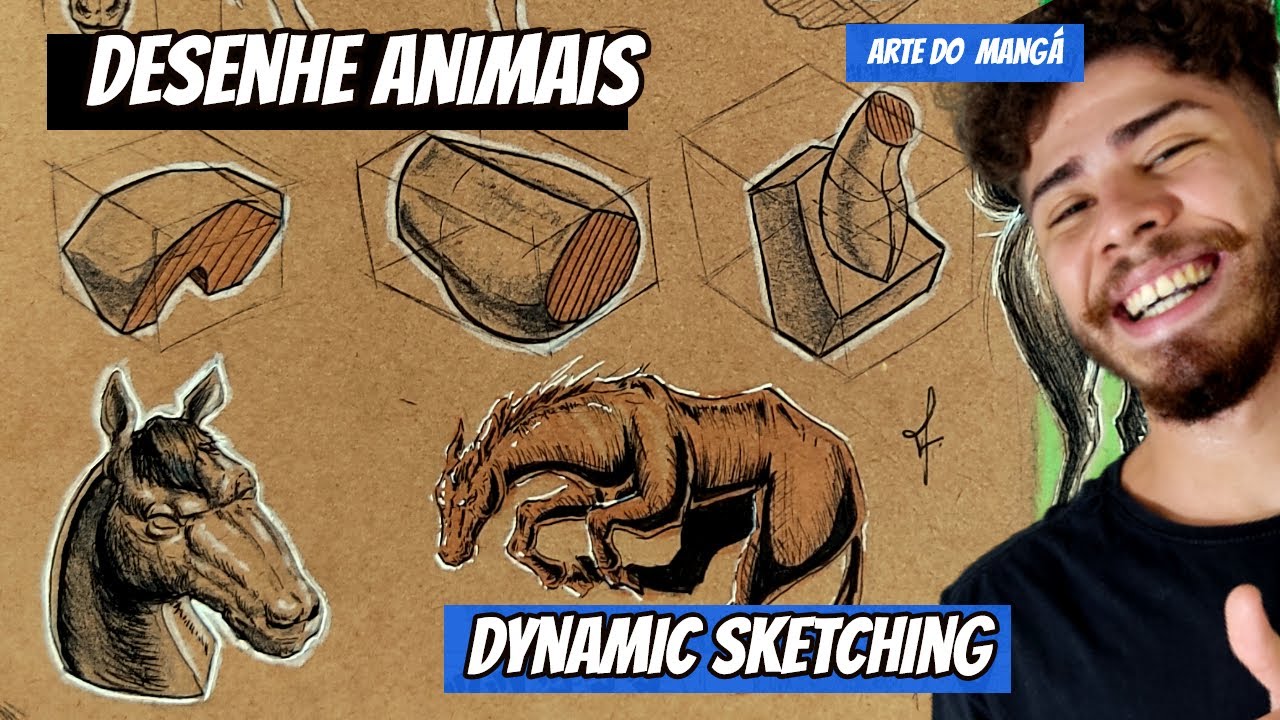 Como desenhar ANIMAIS  EM QUALQUER POSIÇÕES em 5 ETAPAS (DYNAMIC SKETCHING )