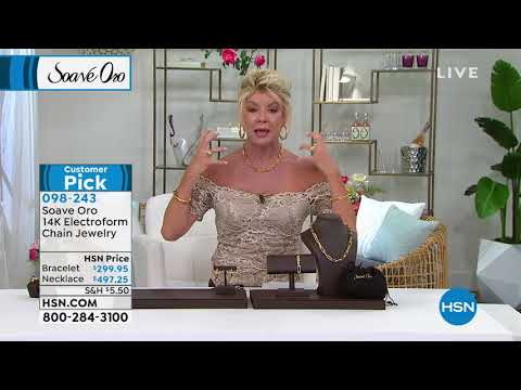 Soave Oro 14K Gold Electroform Elongated Oval Chain Neck...