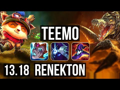 TEEMO vs RENEKTON (TOP) | 2.1M mastery, 800+ games, 9/2/7, Rank 13 Teemo | BR Master | 13.18