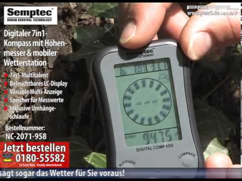 Semptec Digitaler 7in1-Kompass mit Höhenmesser & mobiler Wetterstation