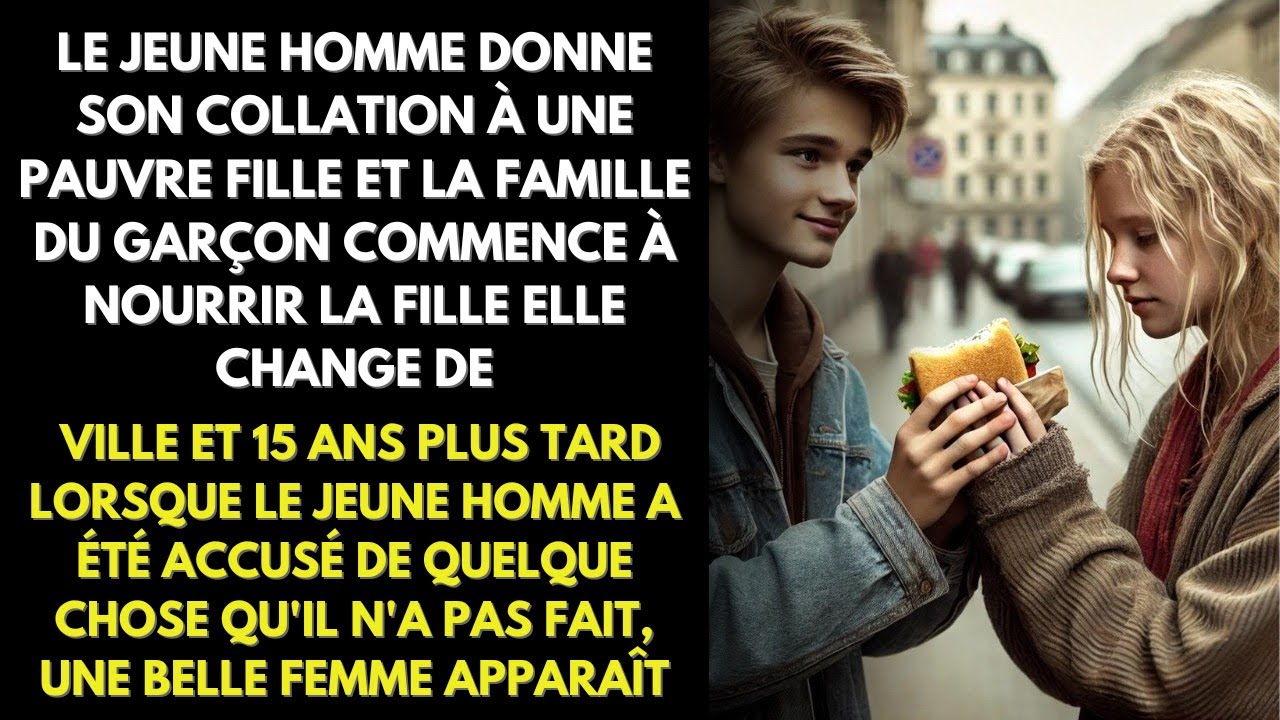 Un jeune homme donne son déjeuner à une fille pauvre à l'école et à la famille du garçon...