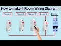 MCB connection house wiring | how to make 4 Room wiring Diagram single phase house wiring.