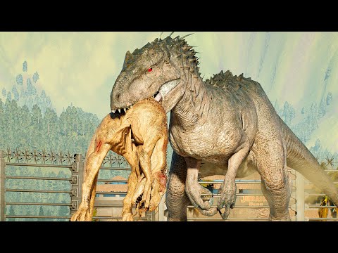 INDOMINUS REX vs ALL CARNIVORE DINOSAURS EPIC BATTLE ROYALE -  Jurassic World Evolution 3