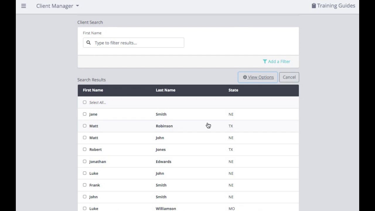 Client Manager  - Search and Create Client Segments