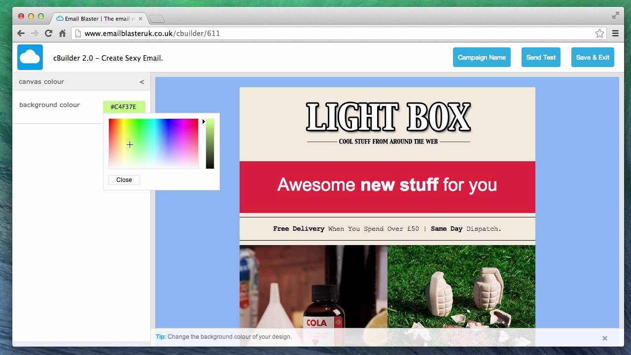 cBuilder 2.0 - Updating your background colour