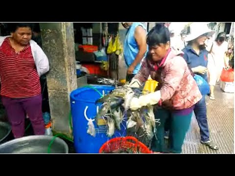 Seafood And Big Lobsters In Central Market - Amazing Fresh Food - Phnom Penh Market