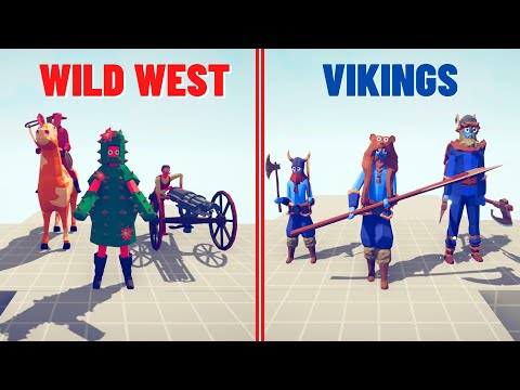 WILD WEST TEAM vs VIKINGS TEAM - Totally Accurate Battle Simulator - TABS