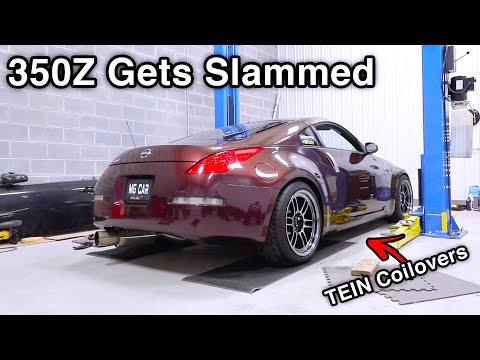 350Z Gets Slammed [TEIN Flex Z Coilovers Install, Fender Rolling for Aggressive Fitment]