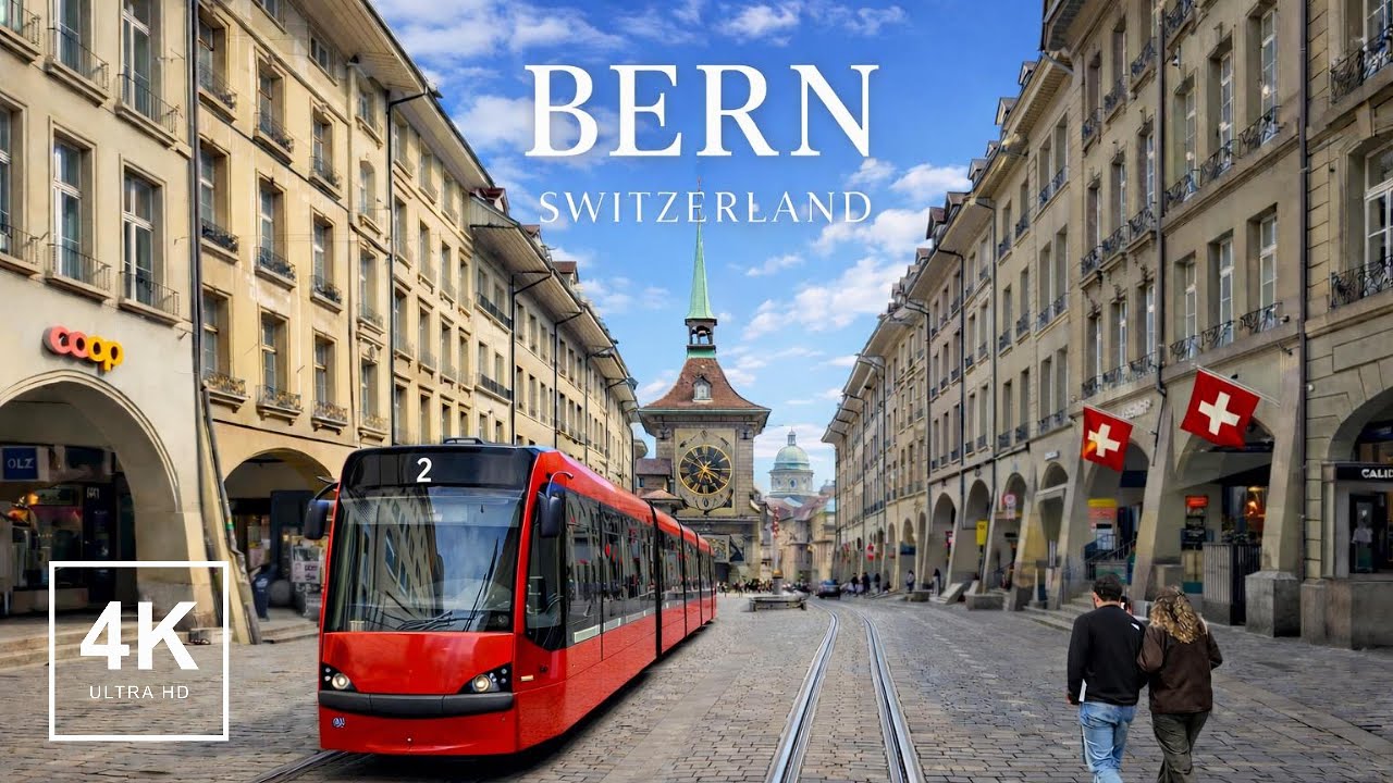 Immersive street-level walking tour through Bern Old Town, Switzerland, showcasing authentic urban landscapes, local architecture, and the vibrant atmosphere of the city's neighborhoods