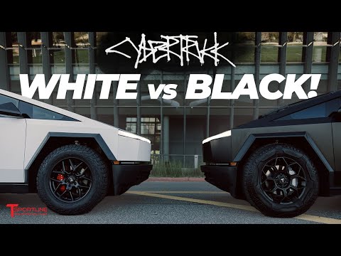 White 🤍 vs Black 🖤 Cybertruck Custom Wraps Reviewed! Which Color does it Best vs Stainless?!