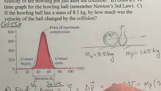 Momentum : A Bowling Ball Hits a Pin - A Physics Problem Solved