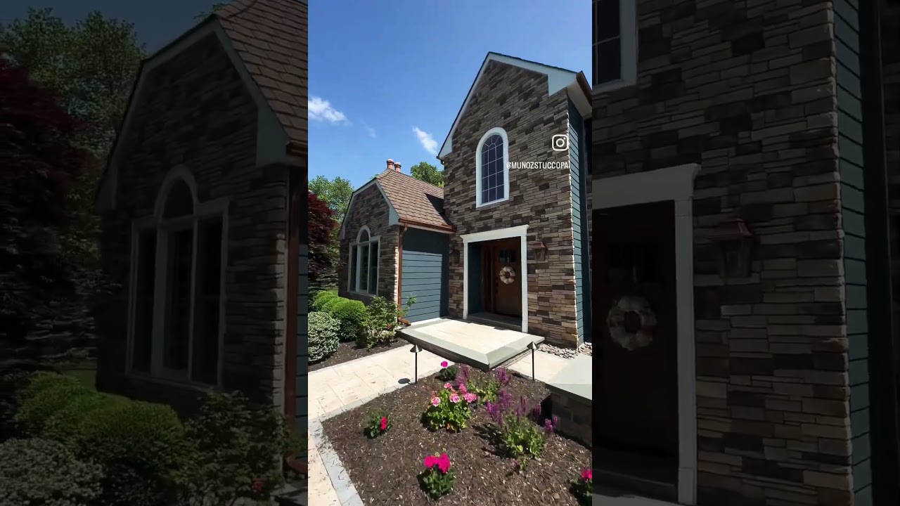 #stuccoremediation at Ambler, PA stucco was  replaced with #siding & #stoneveneer #stuccorepair
