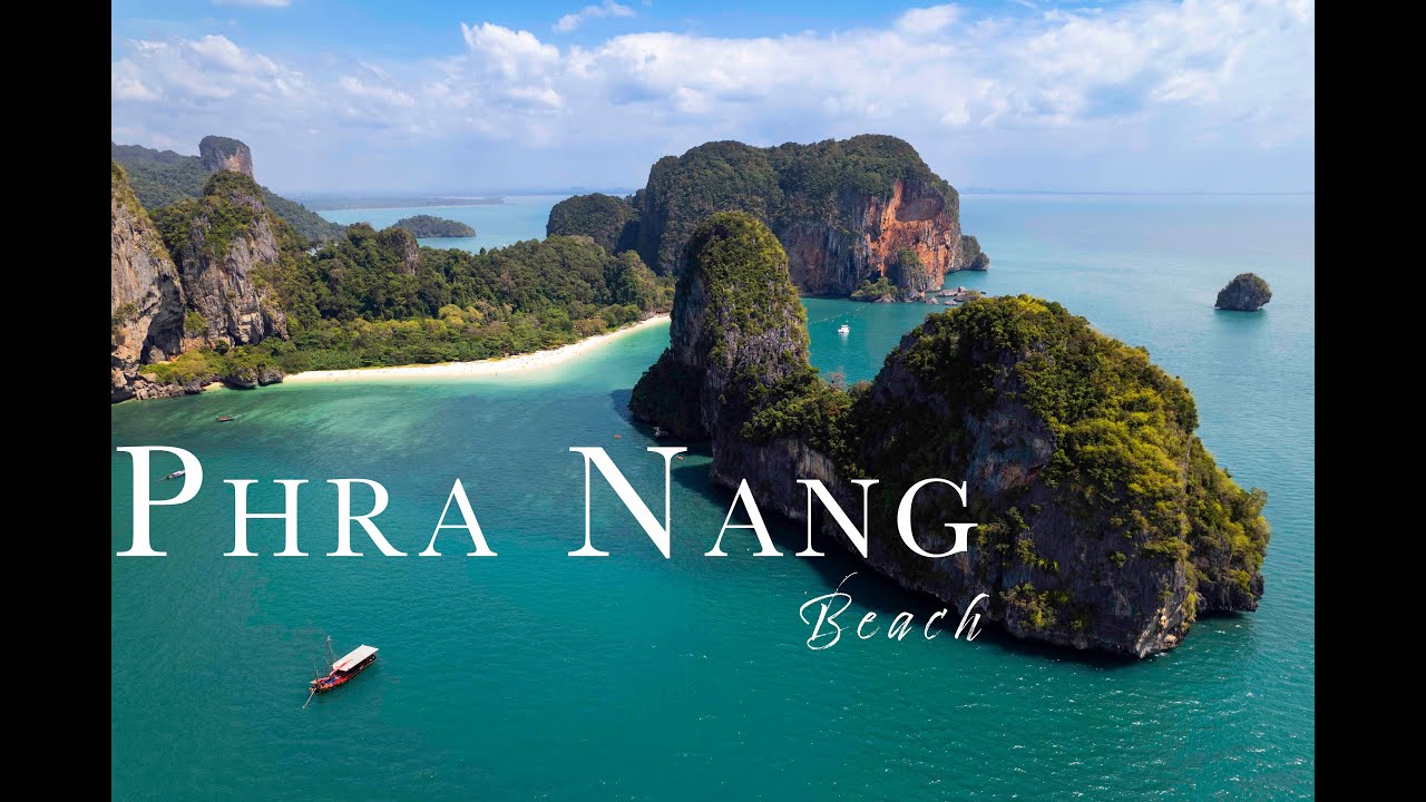 Discover awe-inspiring aerial vistas of Phra Nang Cave Beach.