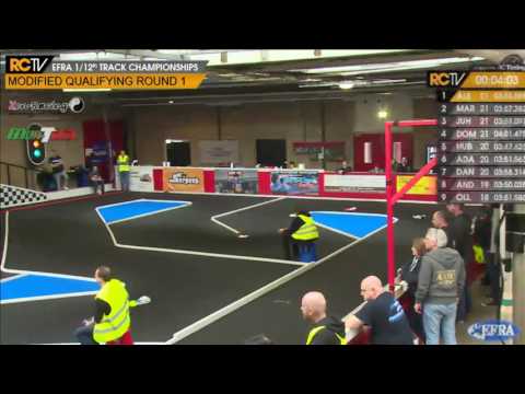 EFRA 1/12th Track Euros 2017 - Modified Round 1 - Top Heat Action