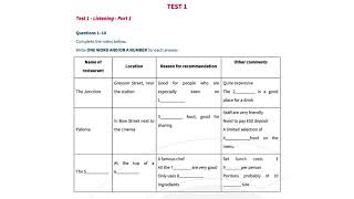 IELTS Cambridge 20 – Test 1: Listening Part 1