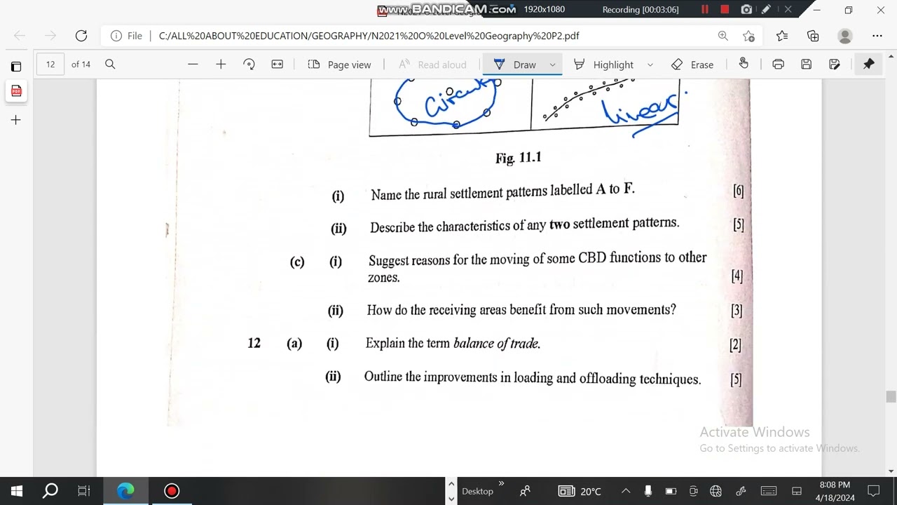 Nov 2021 Geography paper 2 ,,number 11 POPULATION AND SETTLEMENT