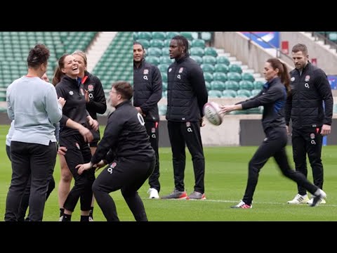 Kate Middleton shows off her skills with England rugby after being name new patron of RFU