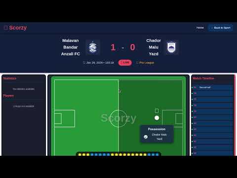 Malavan Bandar Anzali FC Vs Chador Malu Yazd Live | Football | PLAY BY PLAY | SCOREBOARD