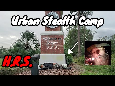 Stealth Camping behind a tiny sign.     smallest sign camp on YouTube! #stealthcampingalliance