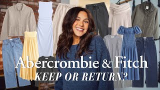 FALL ABERCROMBIE TRY-ON HAUL! (dresses, cardigans, jeans, loungewear, basics, 7 mon pregnant) | 2024