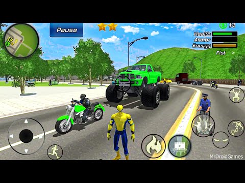 Spider Rope Hero Gangster Crime Simulator - Monster Truck at Vegas City - Android Gameplay