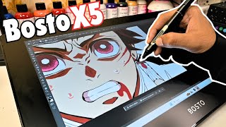 Drawing Tanjiro On Bosto X5 Pen Computer | 400k Special