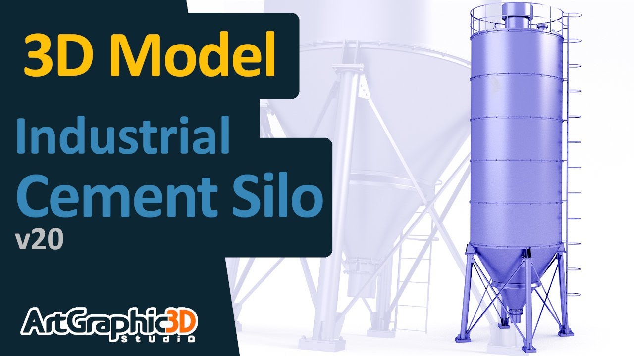 Professional Cement Silo 3D Model for Visualization Construction Sites | 3D Blender