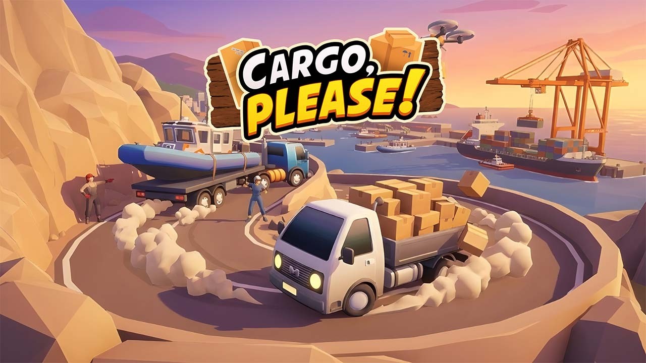 Promotional image showing a delivery truck racing through a city